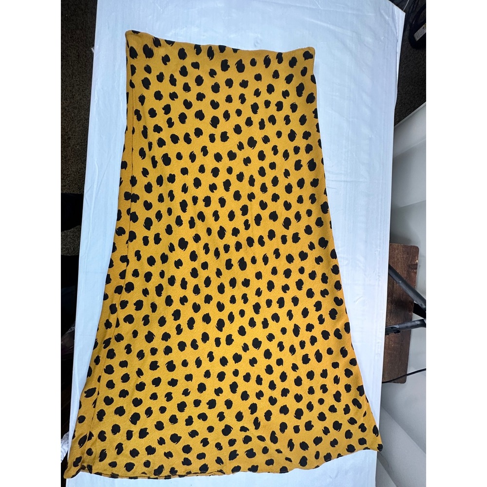 Madewell Midi Skirt Womens 6 Yellow Excellent Abstract Dot Viscose Crepe G8610 - Picture 5 of 5